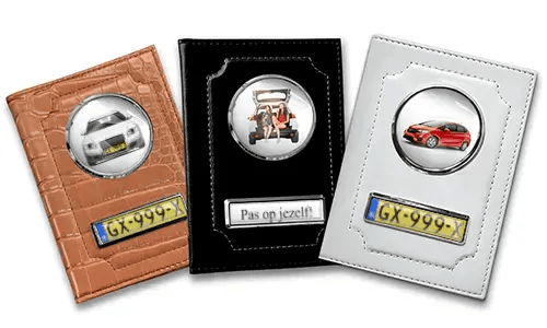 Personalized car documents holder for sister in black, white and brown