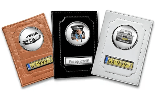 Three personalized car document holders for best friends