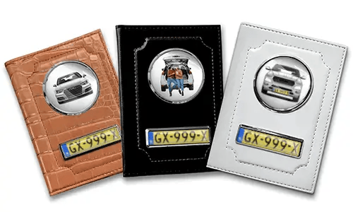 Three personalized car document holders for boyfriend