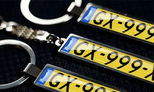Metal keychains with personalized plate numbers