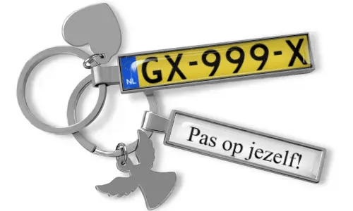 Cadeau-sleutelhanger voor motorliefhebbers met gegraveerd label