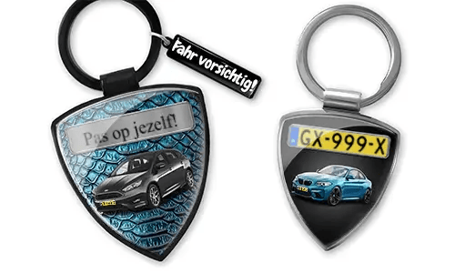 Shield keychain with car photo