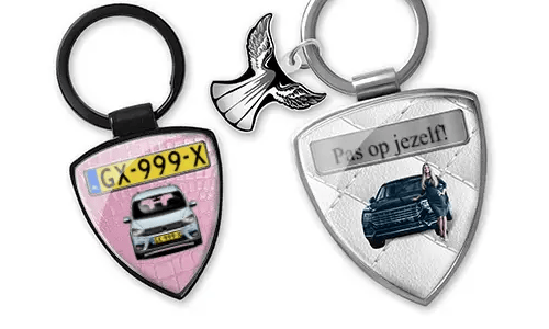 Shield keychain with women's photo