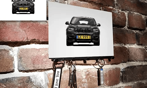 schlüsselbrett personalisiert mit Familien Foto auf der Wand personalisiertes schlüsselbrett