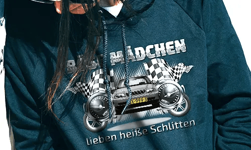 tuning pullover mit rotem Autofoto tuning hoodie