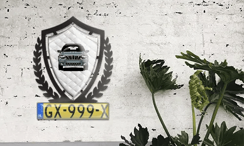 metallschild gestalten schwarz gepulvert mit Weißes Leder Hintergrund aluminiumschilder mit gravur