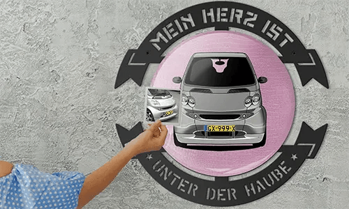 metallschild selbst gestalten Schwarzlackiert 