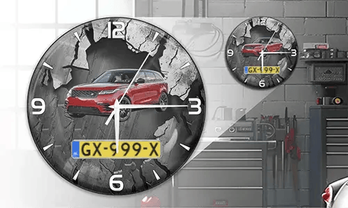 gallery-wall-clock-car-truck-motorcycle-license-plate-1