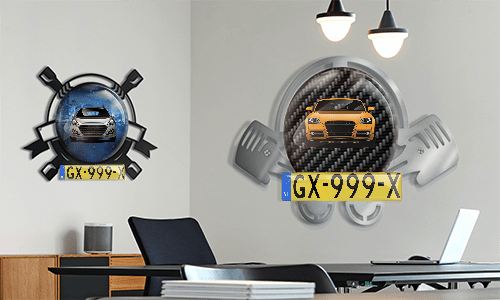 Autoschlüsselanhänger in zwei Varianten auf dem Wand bedruckter schlüsselanhänger