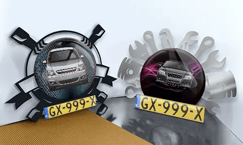 Autoschlüsselanhänger in zwei Varianten auf dem Tisch persönlicher schlüsselanhänger