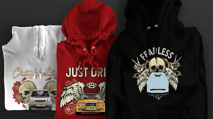 Hoodie Design mit Autosilhouette