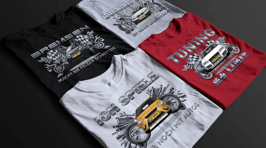 shirt tuning in vier verschiedenen Farben t shirt tuning