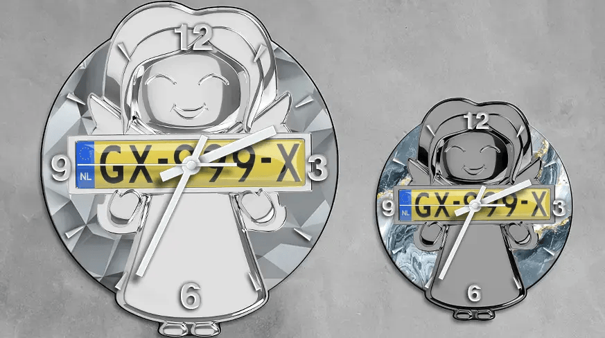 header-angel-wall-clock-license-plate
