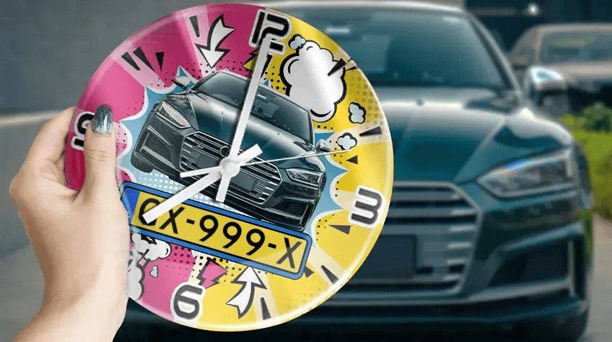 Wanduhr Comic - Autosilhouette